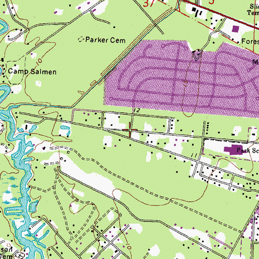 Topographic Map of Bayou Liberty Gardens, LA