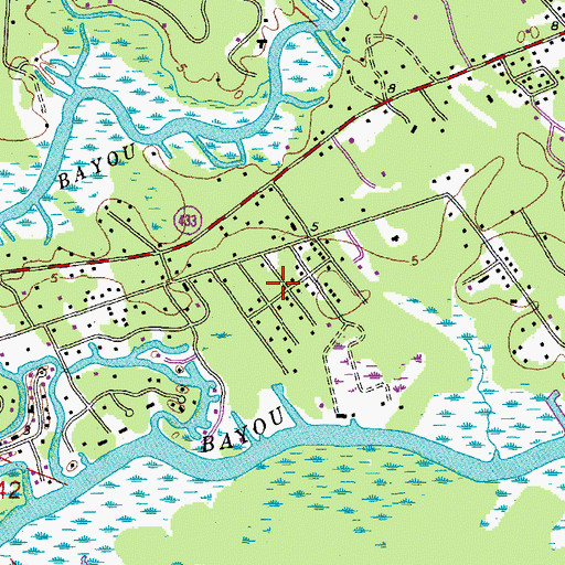 Topographic Map of Bayou Oaks, LA