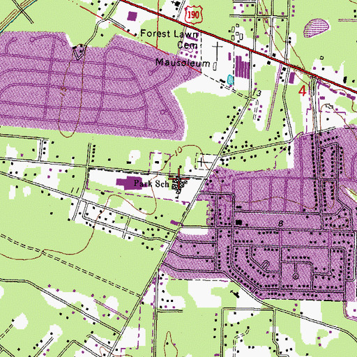 Topographic Map of Carolyn Park Middle School, LA