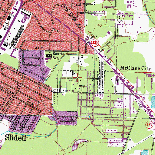 Topographic Map of Beachview, LA