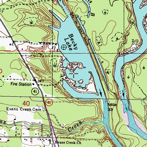 Topographic Map of Becky Lake, LA