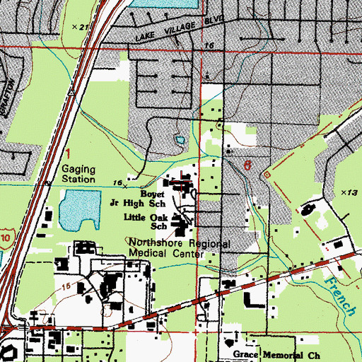 Topographic Map of Boyet Junior High School, LA