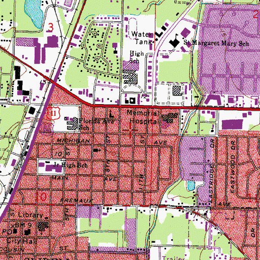 Topographic Map of Broadmoor, LA