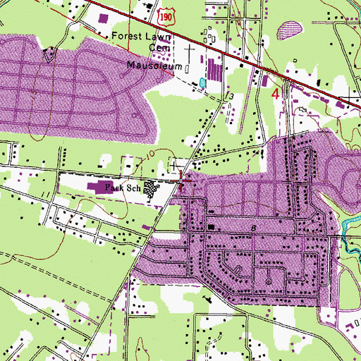 Topographic Map of Carolyn Park, LA