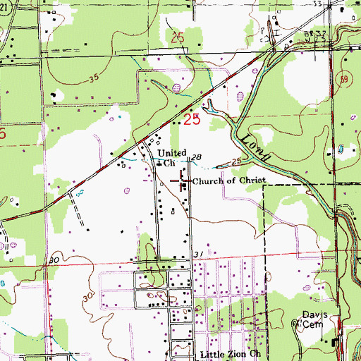 Topographic Map of Church of Christ, LA