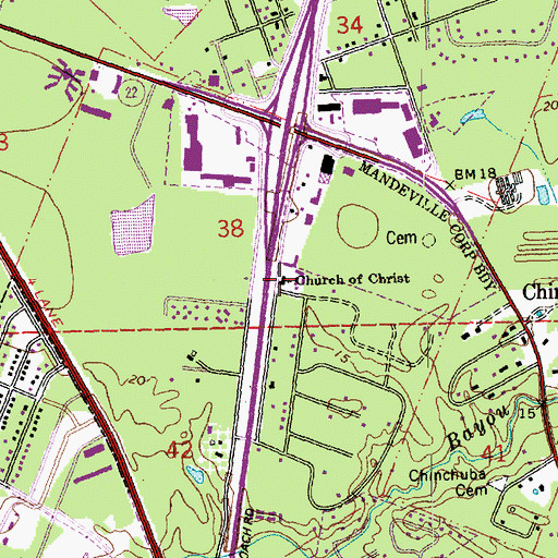 Topographic Map of Church of Christ, LA