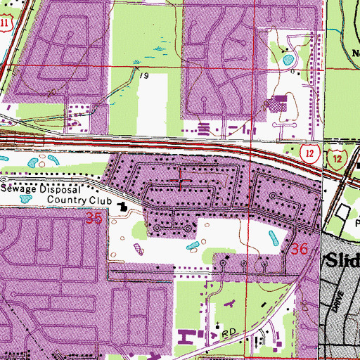 Topographic Map of Country Club Estates, LA