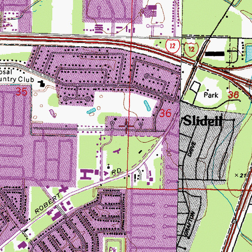 Topographic Map of Country Manor, LA