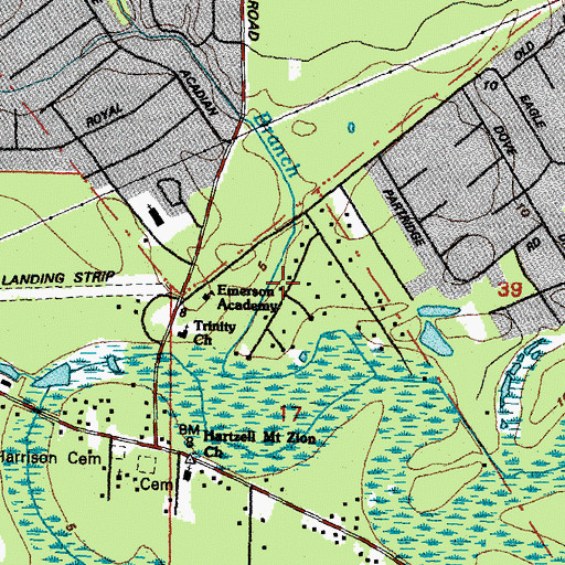Topographic Map of Doubloon Bayou Estates, LA