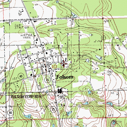 Topographic Map of First Baptist Church of Folsom, LA
