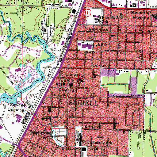 Topographic Map of First United Methodist Church of Slidell, LA