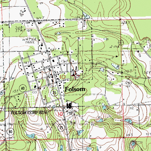 Topographic Map of Folsom Cemetery, LA
