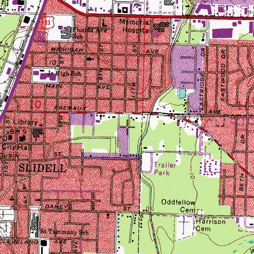Topographic Map of Fountainbleau, LA