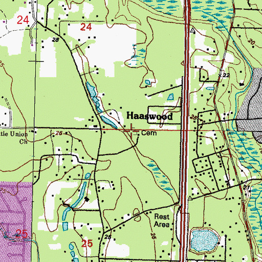 Topographic Map of Haaswood Cemetery, LA