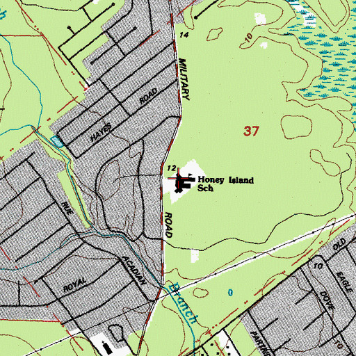 Topographic Map of Honey Island Elementary School, LA