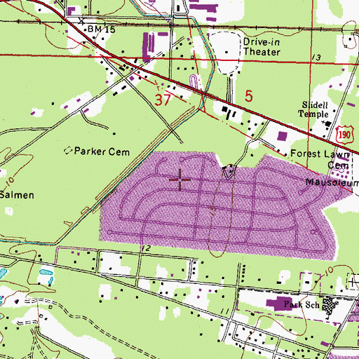 Topographic Map of Huntwyck Village, LA