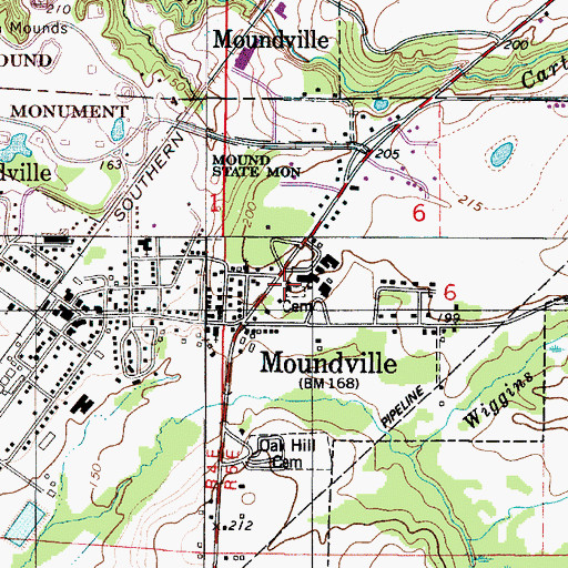 Topographic Map of Carthage Church, AL