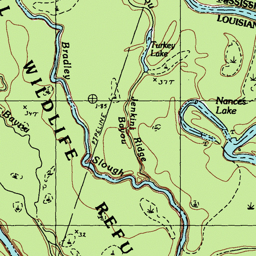 Topographic Map of Jenkins Ridge Bayou, LA