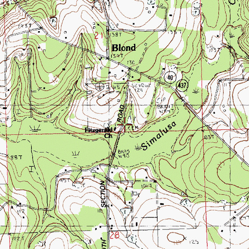 Topographic Map of Keating Cemetery, LA