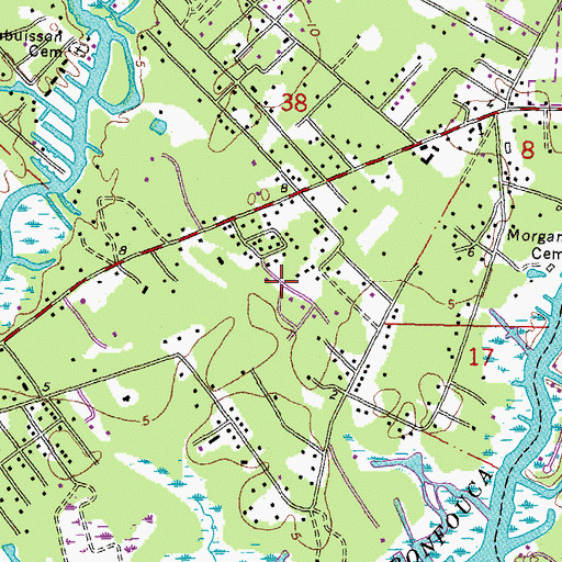Topographic Map of Kimberly Manor, LA