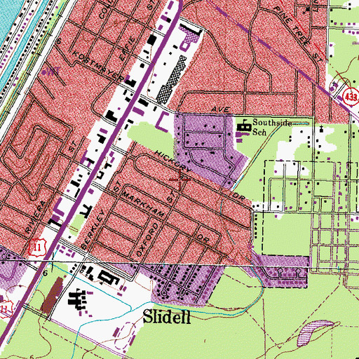 Topographic Map of Magnolia Heights, LA