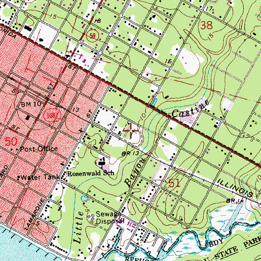 Topographic Map of Mandeville Cemetery, LA