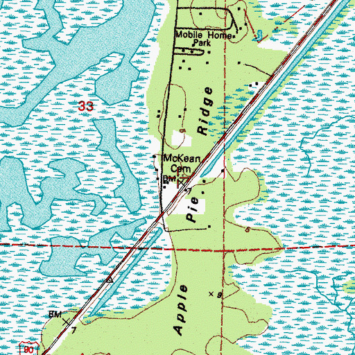 Topographic Map of McKean Cemetery, LA