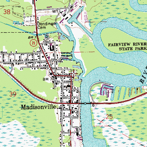 Topographic Map of Madisonville Cemetery, LA