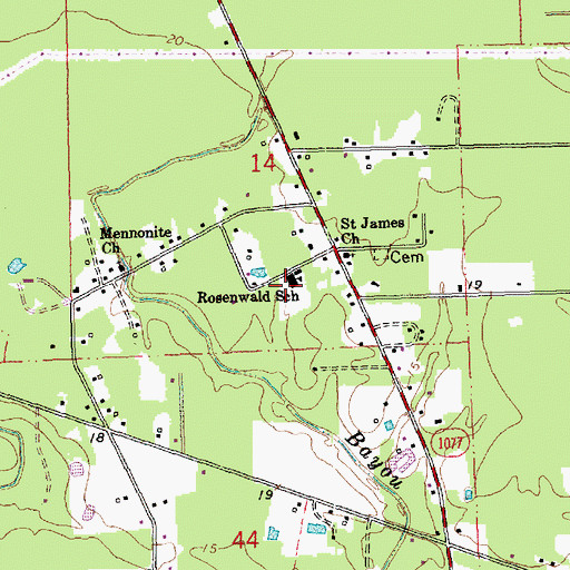 Topographic Map of Madisonville Elementary School, LA