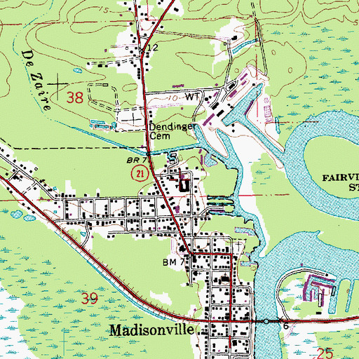 Topographic Map of Madisonville Junior High School, LA
