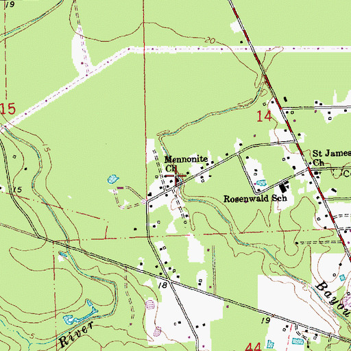 Topographic Map of Mennonite Church, LA
