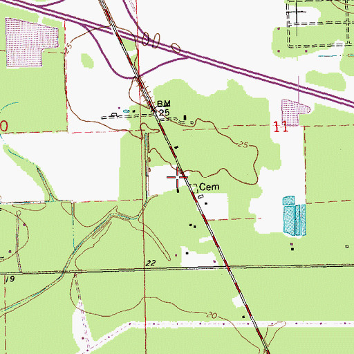Topographic Map of Meyer Cemetery, LA