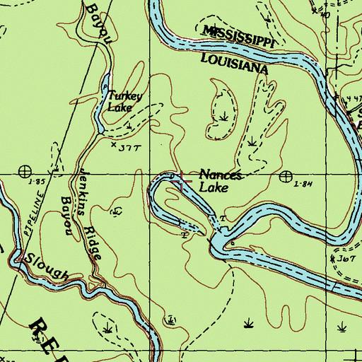 Topographic Map of Nances Lake, LA