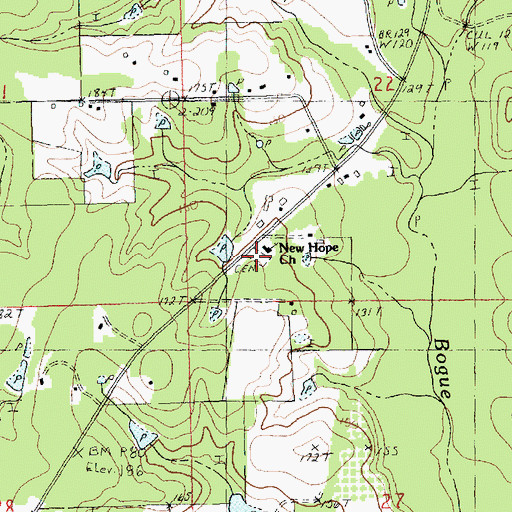 Topographic Map of New Hope Cemetery, LA