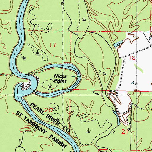Topographic Map of Nicks Point, LA