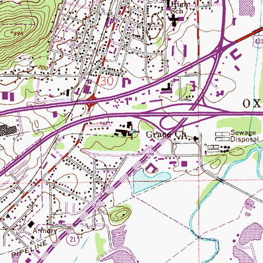Topographic Map of Blue Spring, AL