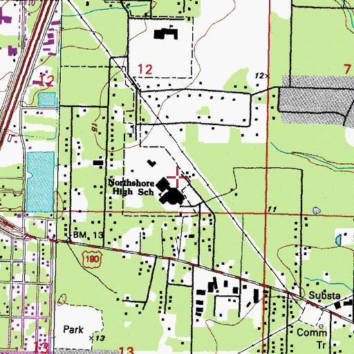 Topographic Map of Northshore High School, LA