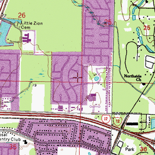 Topographic Map of Northwood Village, LA