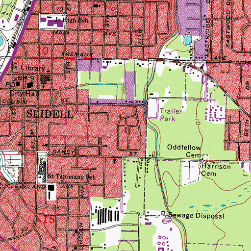 Topographic Map of Park Place, LA