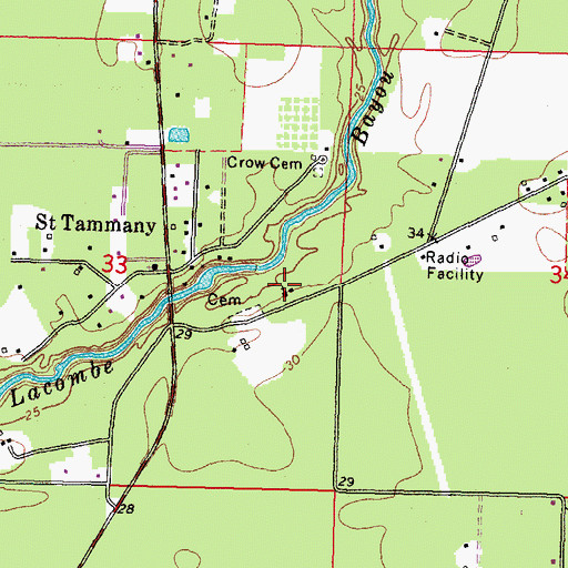 Topographic Map of Peace Grove Church, LA