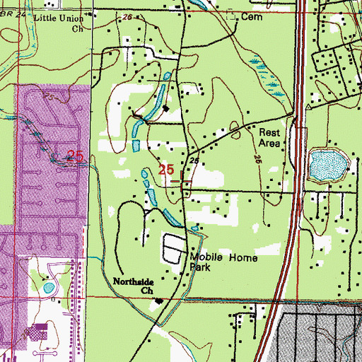 Topographic Map of Oak Grove Estates, LA