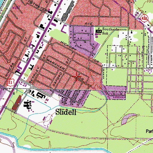 Topographic Map of Oakwood, LA