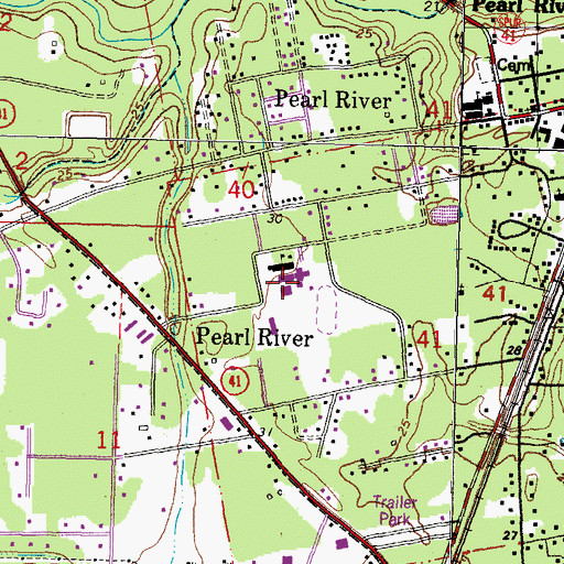 Topographic Map of Pearl River High School, LA