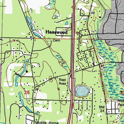 Topographic Map of Pecan Grove, LA