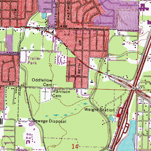 Topographic Map of Pine Forest, LA