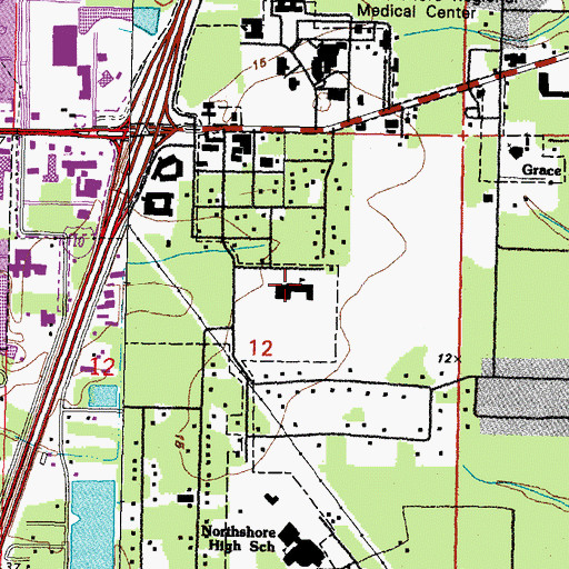 Topographic Map of Pope John Paul II Catholic High School, LA