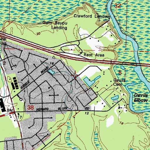 Topographic Map of Rivercrest, LA