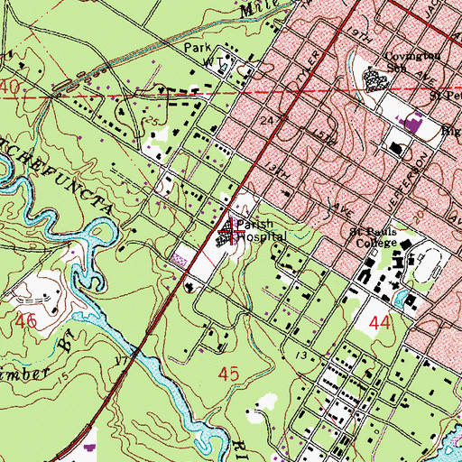 Topographic Map of Saint Tammany Parish Hospital, LA