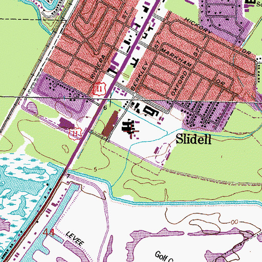 Topographic Map of Salmen High School, LA