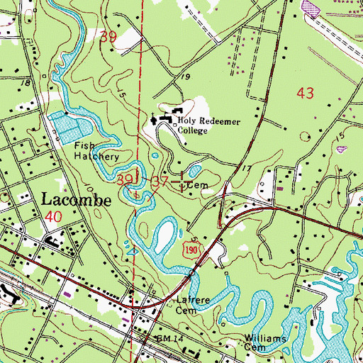 Topographic Map of Seghors Cemetery, LA